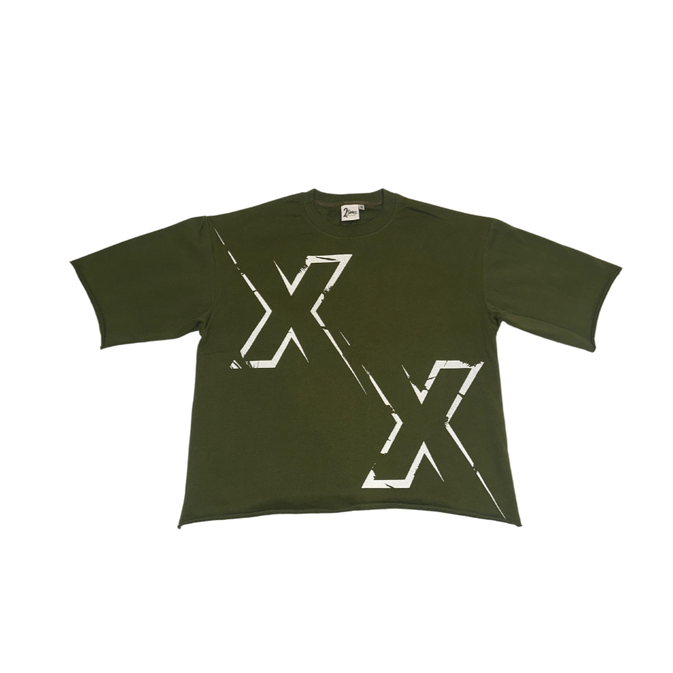 "2X" Cropped Tee Green