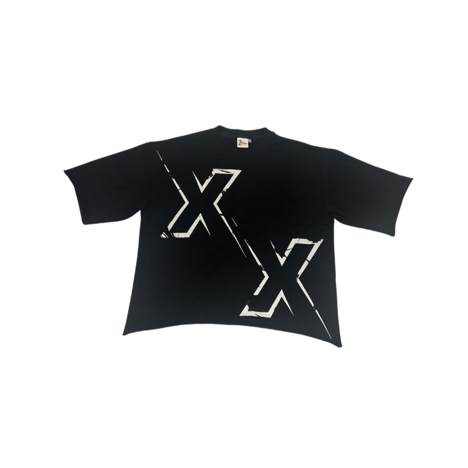 "2X" Cropped Tee Black